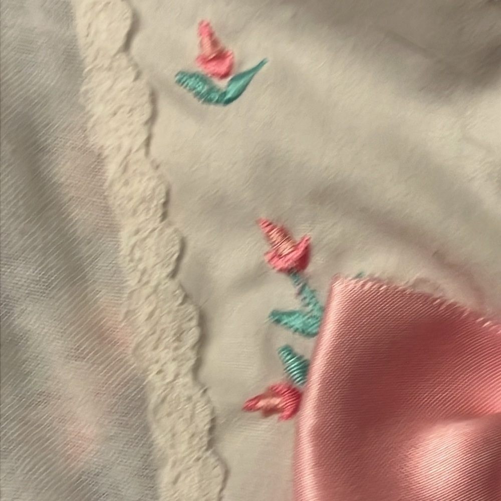 Vintage Cottagecore 2T Girl Dress Pink Floral Short Sleeve Lace Feminine 90s - Picture 5 of 8
